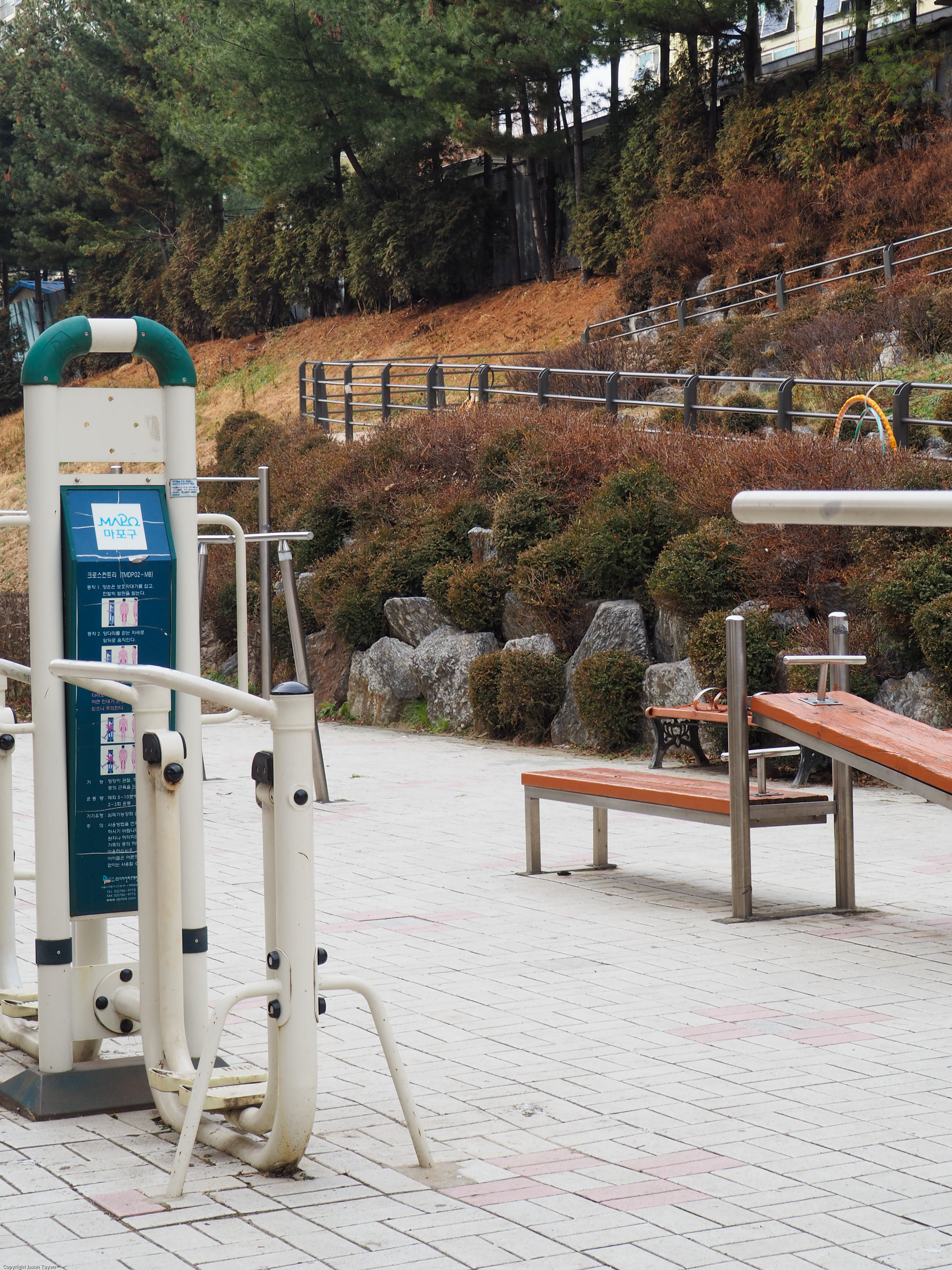 Outdoor gym equipment located in Hongjecheon.